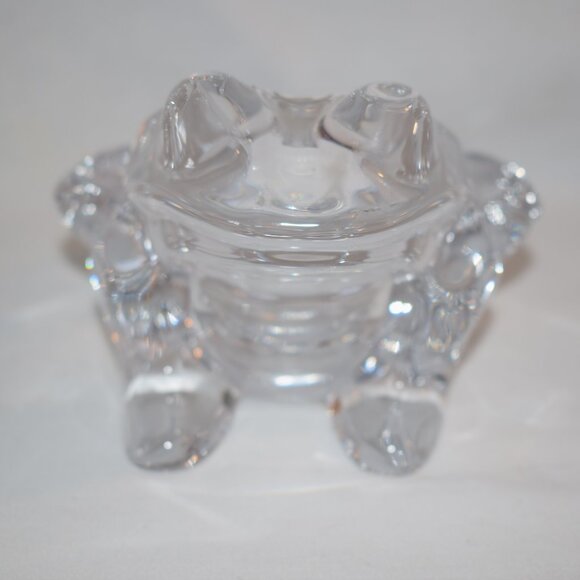 Vintage Art Vannes Crystal Frog Ashtray Trinket Dish Signed EUC - Picture 1 of 4